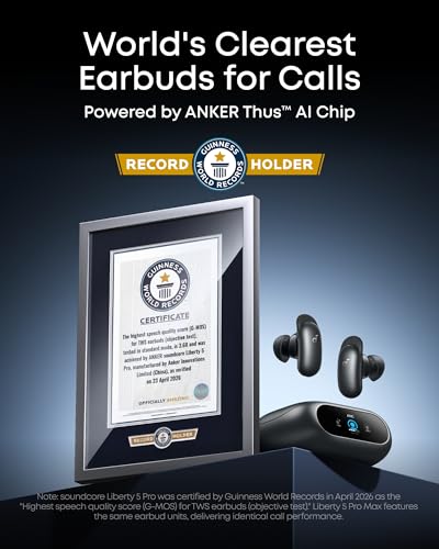 Image of soundcore 2026 New Anker Liberty 5 Pro, ANKER Thus AI Chip, Guinness Records Holder, Whisper-Clear Calls, 10 Sensors, Wireless Noise Cancelling Earbuds ANC 4.0, Dolby Atmos,LDAC, Hi-Res Audio,IP55,28H