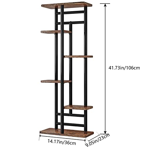 Image of LINZINAR Plant Stand 6 Tier 7 Plant Multiple Flower Rack Holder Shelves Rack Storage Organizer Display Indoor Planter for Balcony Bedroom Patio Garden Living Room, Black