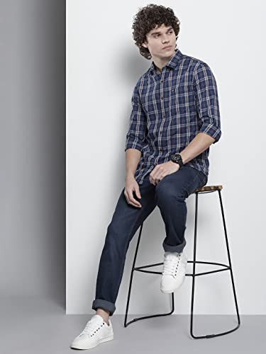 Image of The Indian Garage Co Men Regular Fit Checkered Full Sleeves Cutaway Collar Casual Shirt