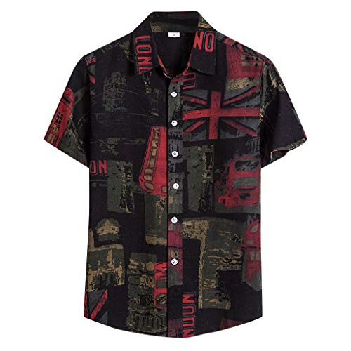 Chemise hawaïenne décontractée à boutons motifs colorés estivaux coupe ample pour homme