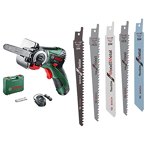 Bosch 06033C9000 Microsega Con Microlama Nanoblade, 12 V, Verde, 1 Pezzo, 0 – 4.100 Giri/Min & Set 5 Lame Varie Applicazioni Per Keo
