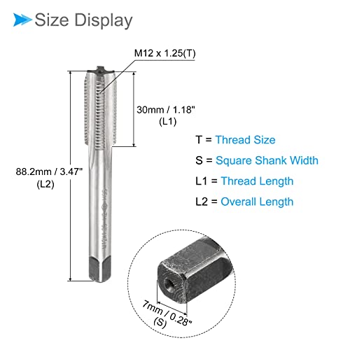 Miniatura 2 de Cocud Rosca Fresado Machos, Métrico M12 X 1.25 Rosca H2, Alta Velocidad Acero Máquina 4 Rectas Flautas Tornillo Roscado Herramienta - Aplicaciones: Para Roscado Máquina , 1uds