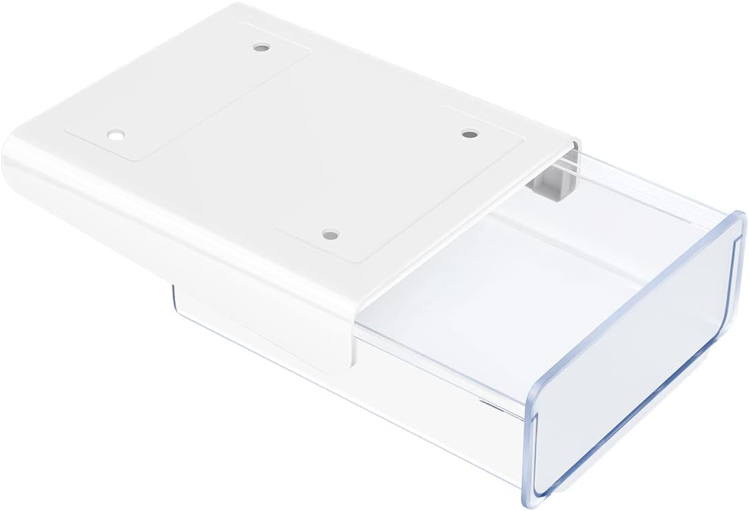 yuntop 1 Pcs Under Desk Drawer, Under Table Hidden Organizer, Plastic Self-adhesive Slide out Under Desk Storage Drawer for Office Dresser Home School Stationery Kitchen (White)