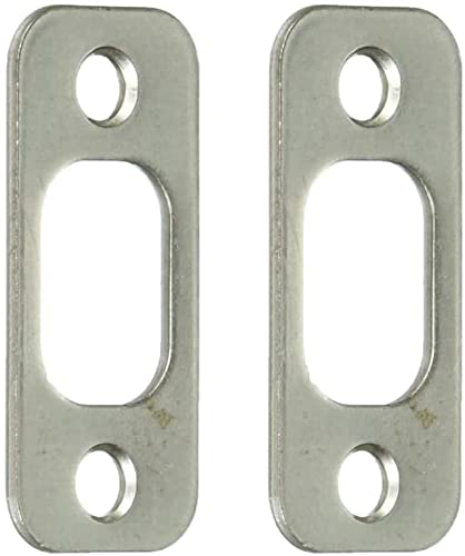 Satin Brushed Nickel Deadbolt Strike Plate Door Backplate 1" X 2 1/4" Round Corner 2-Pack #TOP2