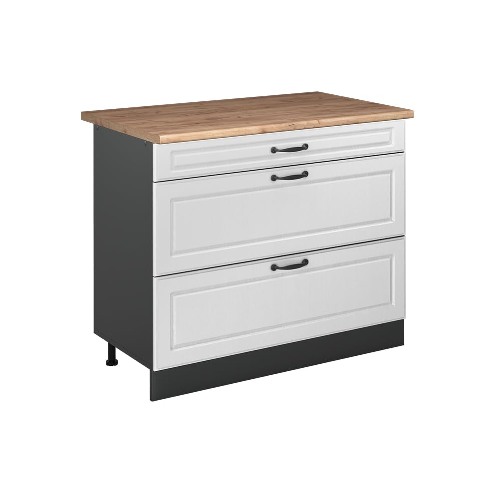 Vicco Szafka dolna do kuchni "R-Line", Biały rustykalny/Antracyt 100 cm