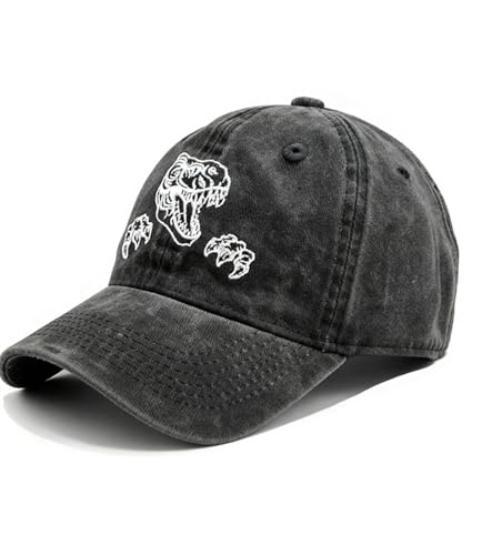 Waldeal Cute Boys' Dinosaur Hat, Adjustable Embroidered Washed Dad Hat Kids Ballcap-Black 4