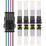 RDBS 5 Kit 4 Pin Electrical Wire Connectors 4 Way Waterproof Male and Female Plug for Car Truck, Motorcycles Marine Boat and Other Wire Connection