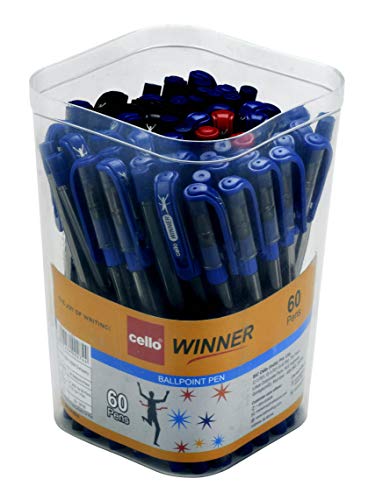 Image of Cello Aspro Mavro Ball Pen | Black Ball Pen | Pack of 50 Winner Ball Pen Set | Jar of 60 Pens | Multicolour Ball Pens