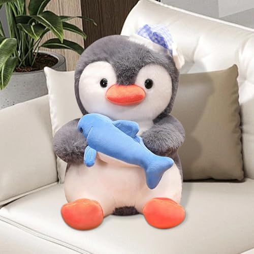 Image of ATORSE Plush Penguin Cartoon Car Penguin with Fish Doll for Family Teens Girls Boys 25Cm