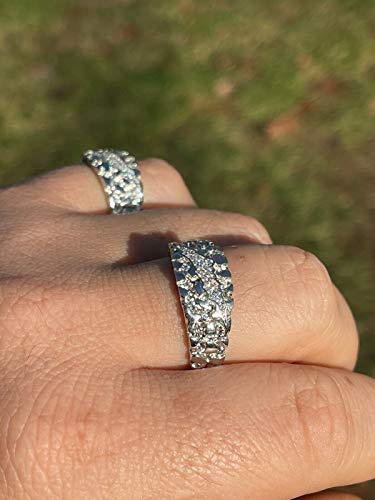 Men's Nugget Ring - Plain Solid 925 Sterling Silver Ring - Iced Cz Claw Mark - Sizes 6-133