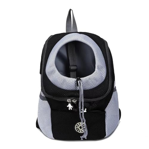 Dog Carrier Backpack Pet Travel Bag Puppy Pet Front Pack with Breathable Head-Out Design and Waterproof Bottom Airline Approved for Outdoor Hiking Travel (Black, M)
