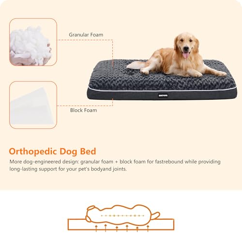 HMTOPE Orthopädisches Hundebett, Hundematte im Doppelstock-Design, Waschbar Hundekissen, Abnehmbar Hundekorb, 105 cm für Mittelgroße Hunde, Dunkelgrau