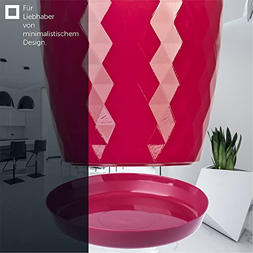 KADAX Blumentopf mit Untersetzer aus Kunststoff Ø25cm, Rosa, Pflanzkübel für Innen- & Außenbereich… – Ansicht 4