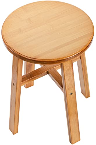 Yesland Little Wood Stool - 9.5 Inch/24cm Round Bamboo Shower Seat Stool Milking Stool - Anti Slip Small Short Stool for Kids, Adults, Shoe Changing, Home, Bathroom, Bedside (Natural)