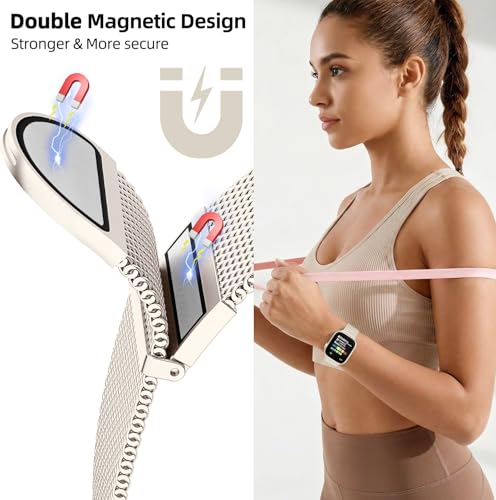 Higgs Strap Compatible with Apple Watch Straps 42mm 46mm 45mm 44mm 41mm 40mm 38mm 49mm for Women Men, Dual Magnetic Adjustable Metal Band for iWatch Series 11 10 9 8 7 6 5 4 SE Ultra 3 2 1
