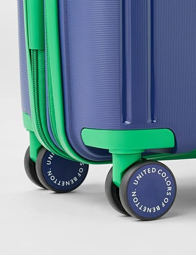 Image of United Colors of Benetton Cabin Hard Luggage Emerald Plus - Navy | Carry-On Trolley Bag with TSA Lock | 360 Spinner Double Wheels | Telescopic Handle | PC Shell Suitcase | 55cm | 50L Capacity