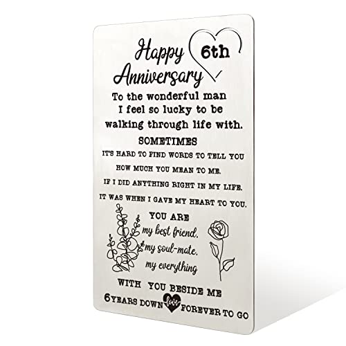 6 Year Anniversary Card Gifts For Him Men, 6Th Anniversary Wallet Card For Husband Him Men, Happy 6Th Anniversary, 6 Wedding Anniversary Present #TOP26