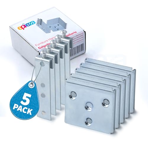 Juego de colgadores para cabeceros, cabezales, muebles de cocina, armarios, (incluye bastoncillo colgador y placa soporte). Herrajes para colgar muebles de cocina. (5)