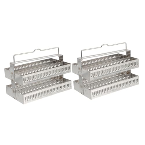 KICHOUSE 2pcs Slide Drainer Microscope Slides Holder Stainless Slide Rack Microscope Holder Tool Tray Dishwasher Rack Stainless Steel Microscope Slides Rack Microscope Accessories Silver