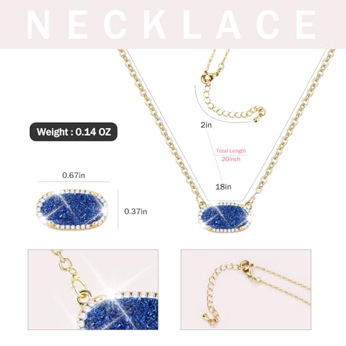 Women's Gold Necklace With Natural Druzy Pendant And Adjustable 14K Gold-Plated Chain Elegant Jewelry for Women3