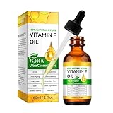 60ml Vitamin E Öl 75.000 IU,Vitamin E Tropfen Straffende Pflege Gegen Trockenheit,Falten,Feine Linien,Natürlich Feuchtigkeitsspendend für Gesicht,Körper,Kopfhaut