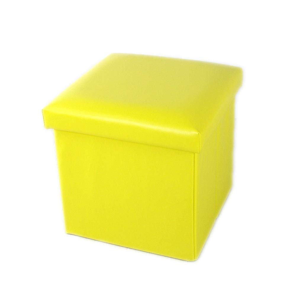 Repose-pieds escamotable jaune pour optimiser le rangement du salon