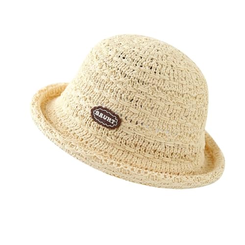 Chapeau de pêcheur tricoté en coton avec étiquette en cuir, bob élégant pour femme et homme