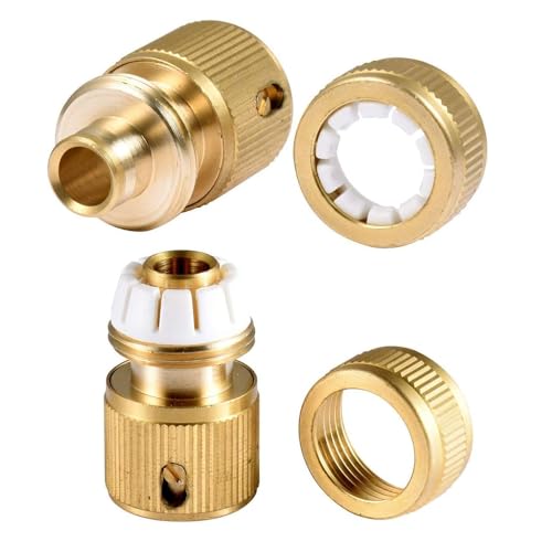 Uni-Fine 4 Pieces 1/2 Inch Garden Hose Quick Connector Brass Quick Hose End Connector Garden Hose Nozzle Connect Kit for Kitchen Garden Outdoor Hose Pipe Tool - Image 4