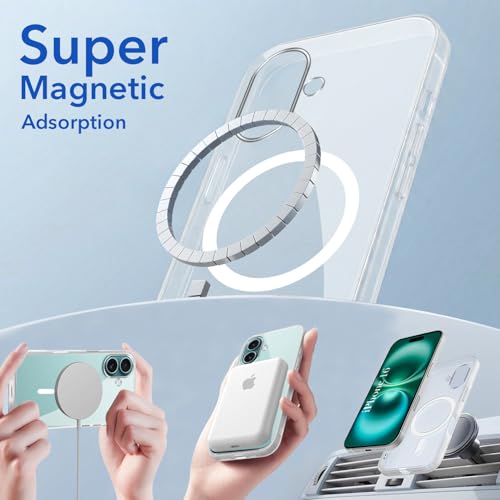 Image of Jkobi Lifetime Anti-Yellow MagSafe Compatible Clear Back Case Cover for Apple iPhone 16 (Sleek Hard Crystal | Camera Protection and Shockproof)