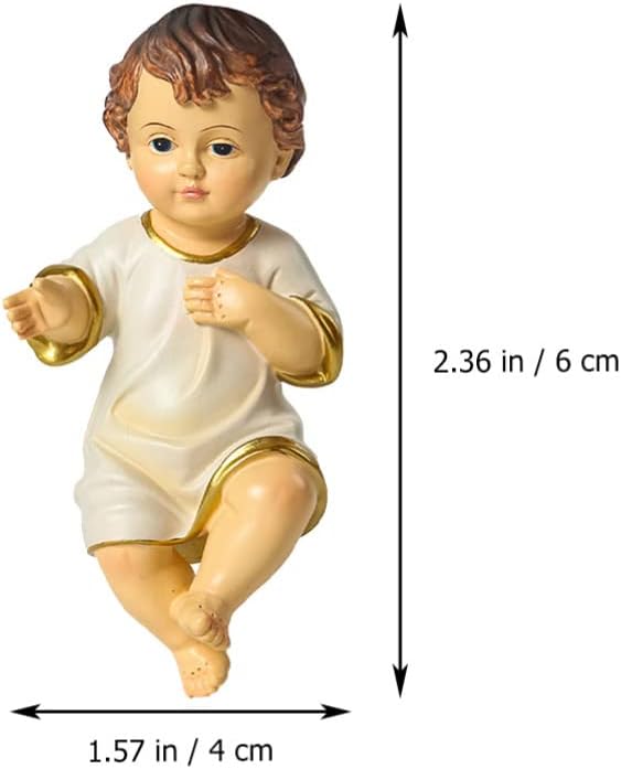VILLCASE 2.36 Inch Baby Jesus Figurine, Resin Niño Statue for Home Altar Car Dashboard, Small Catholic Nativity Christian Collectible Ornament for Baptism & First Communion Present, White image 3