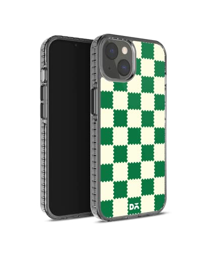 Image of DailyObjects Case for iPhone 14 Compatible with Mag-Safe Wireless Charging, Stride 2.0 Green Checkerboard Slim Shockproof Back Cover with Inner Magnetic Ring