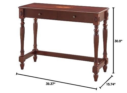 Leemtorig LEESSZ-1533-WD Traditional Solid Wood Writing Desk, Small Secretary Desk With 2 Drawers, Mahogany Desk Cherry Wood Writing Table thumb #1