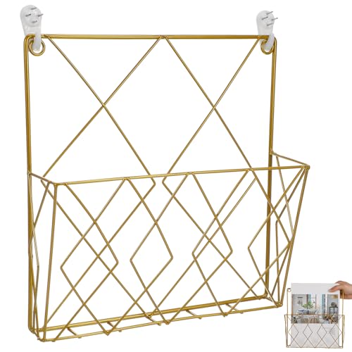 NULYLU Wall-mounted Magazine Holder and Comic Book Rack, Small Gold
