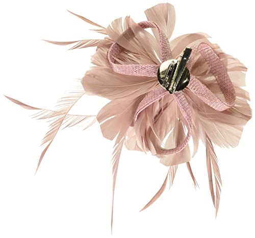 Z&X Women Feather Flower Fascinator Hat With Hair Clip Brooch For Cocktail Wedding, B-Nude Pink, One Size #TOP1