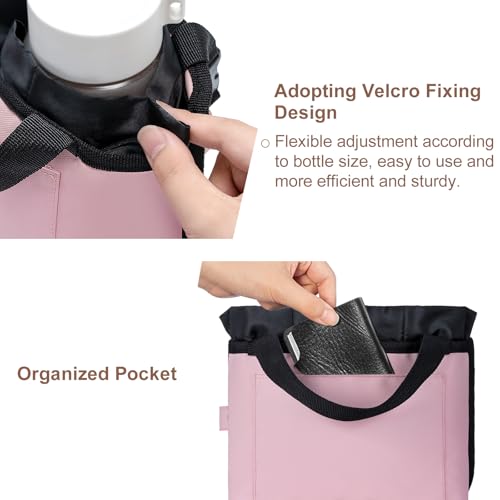 Luggage Cup Holder - Multifunctional Travel Caddy - Fits Suitcase Handles, Also, as a Stroller & Automotive Cup Holder - Pink3
