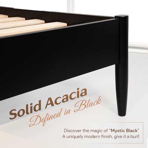 Lenia 14 Inch Premium Solid Wood Bed Frame with Headboard, Rustic Farmhouse Style Platform Bed Made of 100% Solid Acacia Wood, No Box Spring Needed, King Size, Rustic Mocha Black (Lenia Collection) - Image 4