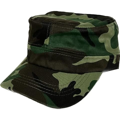 Mrlahat Camo Castro Cadet Army Caps Military Flat Top Baseball Dad Sun Hats Adjustable Metal Buckle (Camo) Cover