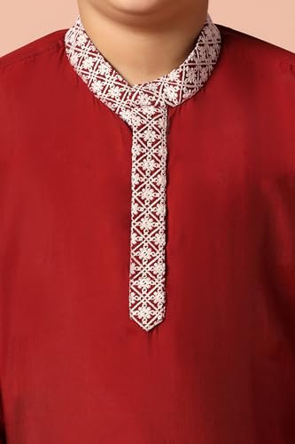 Image of Fashion Dream Boy's Chanderi Silk Embroidered Kurta Pajama Set|Boys Kurta Set|Kids Ethnic Set