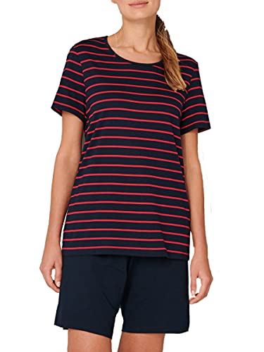 Schiesser Damen Schlafanzug Kurz Pyjamaset, Blau Rot Gestreift (Multicolor...