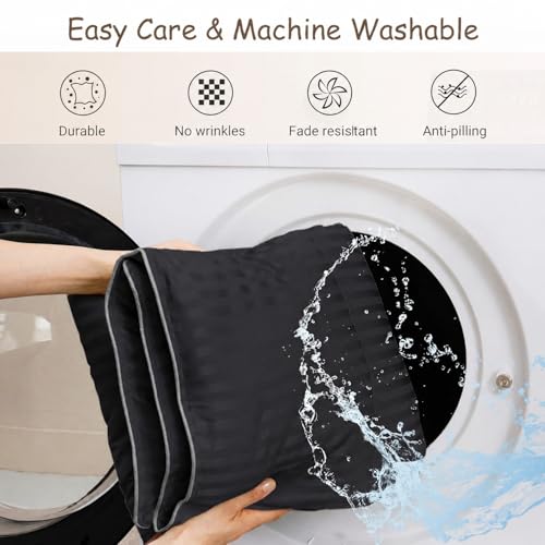 Image of ZPECC Toddler Down Alternative Comforter, 39x47 Hypoallergenic Baby Blanket Quilt, Soft Breathable Lightweight All Season Kids Duvet Insert for Crib Stroller Cot Daycare, Black Stripe