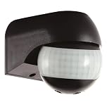 PIR Sensor Motion Activated 180 Degree Presence Detector Outdoor Weatherproof Sensor with Adjustable Timer & LUX Control IP44 Rated - Black
