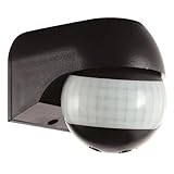 PIR Sensor Motion Activated 180 Degree Presence Detector Outdoor Weatherproof Sensor with Adjustable Timer & LUX Control IP44 Rated - Black