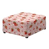 Yatixapu Ottoman Cover Slipcover Square, Strawberry Stretch Folding Storage Footstool Protector Removable Footrest Stool Cover with Elastic Bottom