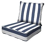 Honeycomb Outdoor Cabana Stripe Blue & White Deep Seating Patio Cushion Set: Resilient Foam Filling,