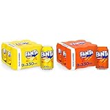 Fanta Limón y Naranja - Refresco Bajo en Calorías - Pack de 9 Latas de Limón y 9 latas de Naranja, 330 ml