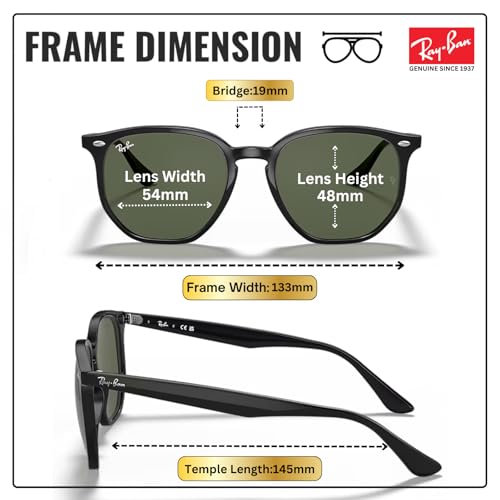 Image of Ray-Ban RB4306 Square-Round Shaped Sunglasses for Men & Women with Official RAYBAN Eyewear Kit