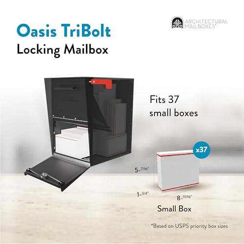 Architectural Mailboxes Oasis® TriBolt™ Secure, Anti-Pry Locking USPS Approved Heavy duty, Steel Metal Post Mount Mail Box for outside, Black Extra Large Curbside Mailbox with Magnet & Waterproof Door by ARCHITECTURAL MAILBOXES - Image 2