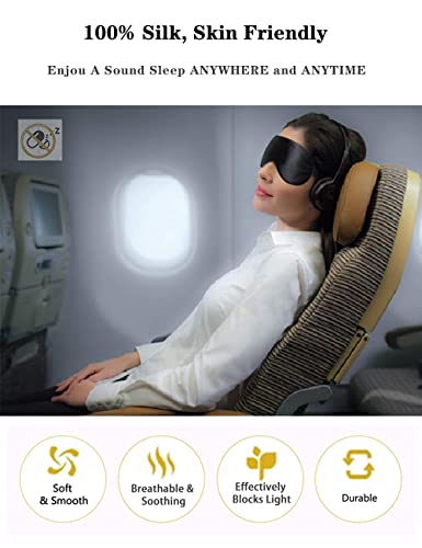 Silk Sleep Mask, 2 Pack 100% Real Natural Pure Silk Eye Mask with Adjustable Strap, Eye Mask for Sleeping, BeeVines Eye… - Image 5