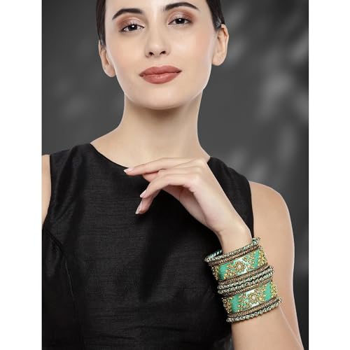 Image of Peora Silk Thread Kundan & Stone Studded Chuda Bangles Set Gift for Women