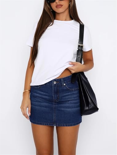 Mini jupe en jean extensible taille haute avec poches - 3